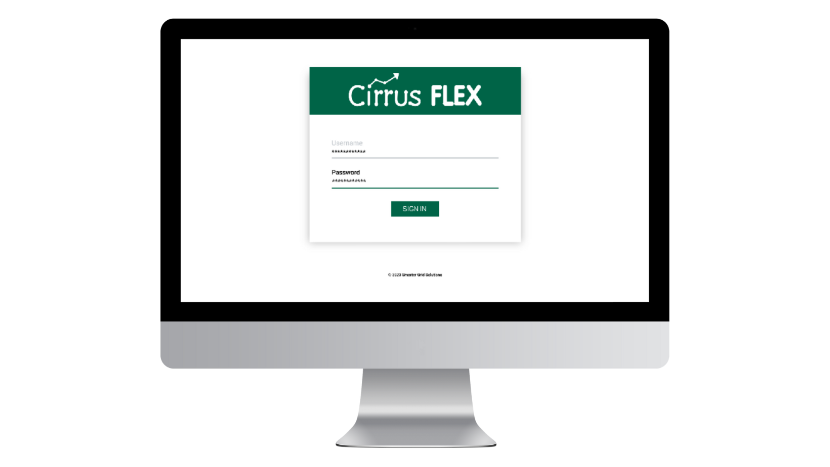 Cirrus Flex UI Login Screen | Aggregator DERMS solution from Smarter Grid Solutions